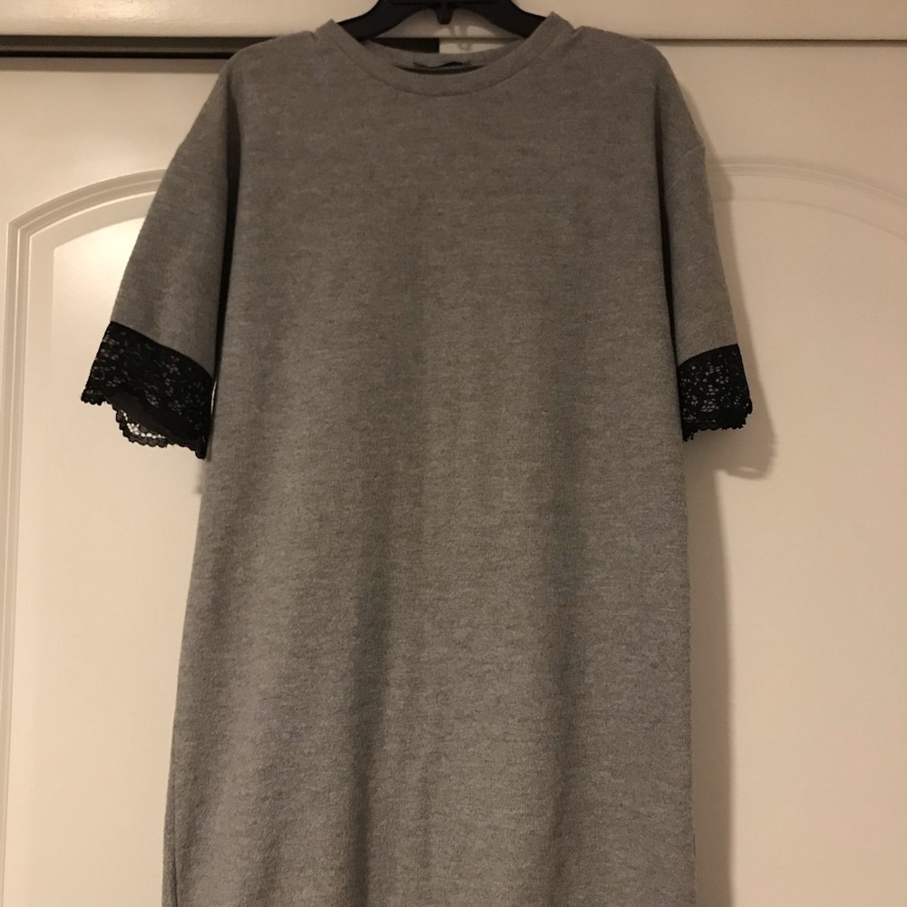 Gray Zara Dress with Black Lace